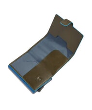 PIQUADRO BLUE SQUARE Suport card de credit din piele si metal VERDE - Portofele bărbați - 3