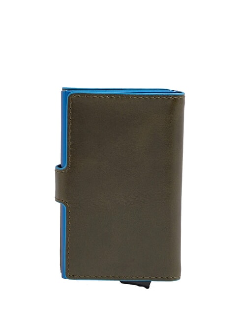 BLUE SQUARE Suport card de credit din piele si metal VERDE - Portofele bărbați