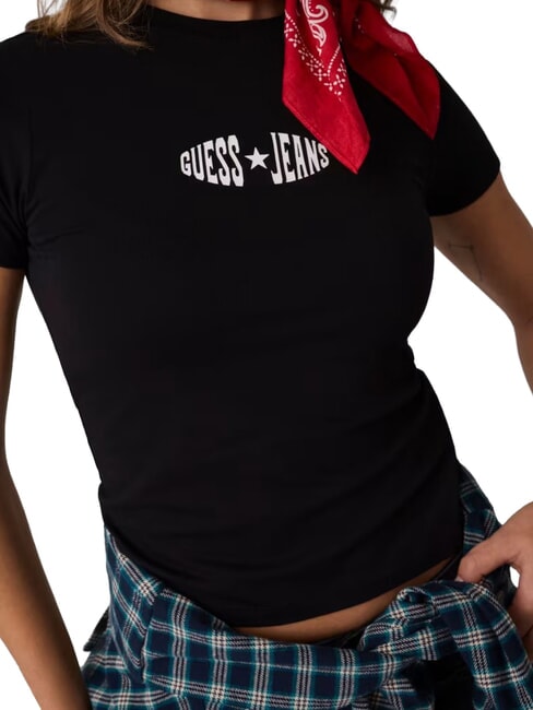 PRINT SLIM Tricou slim fit cu m&acirc;necă scurtă jetbla - tricou