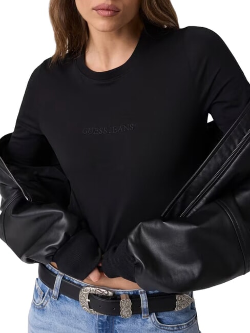 SLIM LOGO EMBOSSED Tricou cu m&acirc;necă lungă jetbla - hanorace