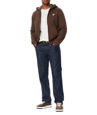 GUESS JEANS SLIM MINI Hanorac cu fermoar cafea neagră - hanorace - 3