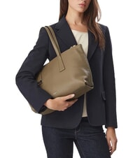 FURLA OLIVIA Geantă de cumpărături din piele gri noroios - Genți femei - 2