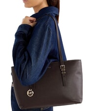 MICHAEL KORS QUINN Geantă de cumpărături medie din piele ciocolată - Genți femei - 2