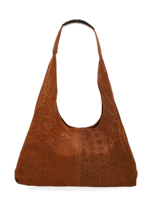 ELLISSE CROCO SUEDE Geantă de umăr, piele cognac - Genți femei