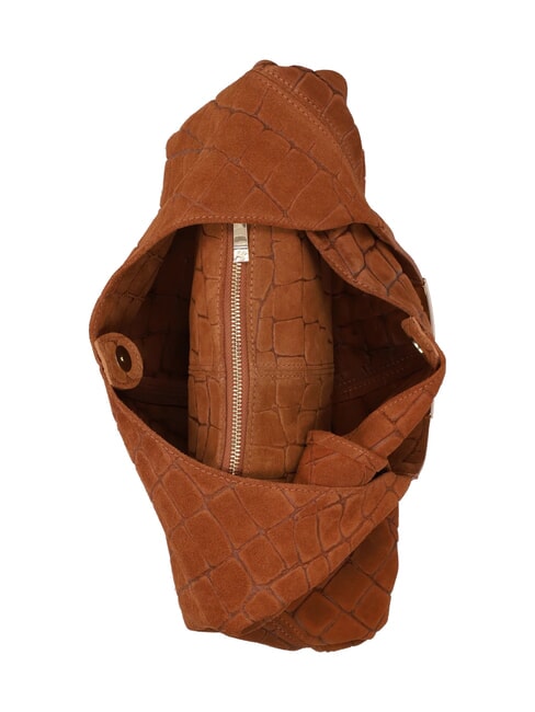 ELLISSE CROCO SUEDE Geantă de umăr, piele cognac - Genți femei