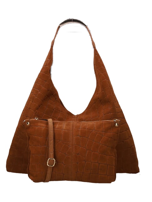 ELLISSE CROCO SUEDE Geantă de umăr maxi cognac - Genți femei