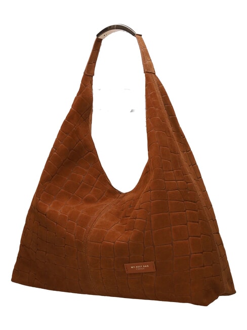 ELLISSE CROCO SUEDE Geantă de umăr maxi cognac - Genți femei