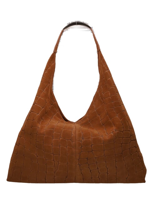ELLISSE CROCO SUEDE Geantă de umăr maxi cognac - Genți femei