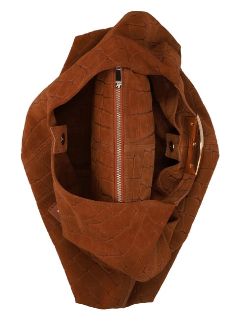ELLISSE CROCO SUEDE Geantă de umăr maxi cognac - Genți femei