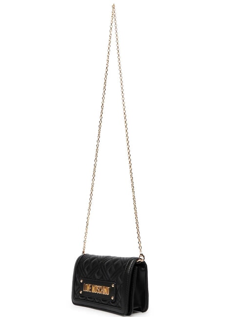 QUILTED Portofel/clutch cu curea de umăr negru - Portofele femei