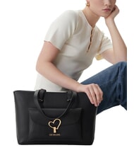 LOVE MOSCHINO HEART TURNLOCK Sacoșă de cumpărături negru - Genți femei - 2