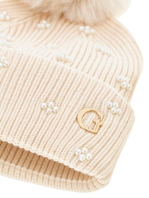 KNITTED Pălărie cu pompoane aproape alb - Căciuli
