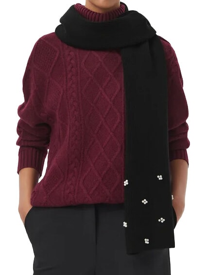 KNITTED Eșarfă cu sclipici BLACK - Eșarfe