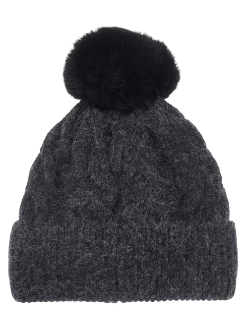 KNITTED Pălărie cu pompoane cărbune - Căciuli