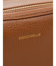 COCCINELLE ALPHA Geantă de umăr mini, din piele coniac - Genți femei - 4