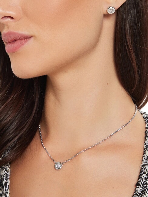 STYLISH GUESS Colier, formă de monedă cu logo SILVER - Lănțișoare
