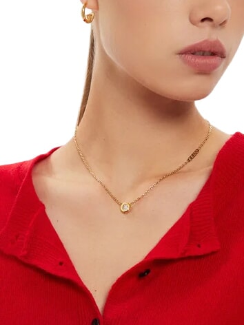 STYLISH GUESS Colier, formă de monedă cu logo aur galben - Lănțișoare