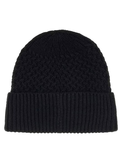 KNITTED Pălărie cu manșetă și logo pe lateral BLACK - Căciuli