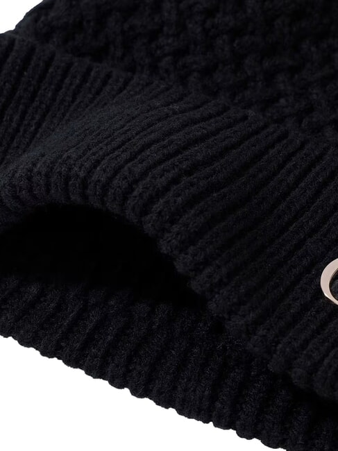 KNITTED Pălărie cu manșetă și logo pe lateral BLACK - Căciuli