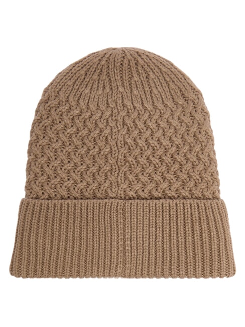 KNITTED Pălărie cu manșetă și logo pe lateral BEIGE - Căciuli