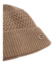 GUESS KNITTED Pălărie cu manșetă și logo pe lateral BEIGE - Căciuli - 3