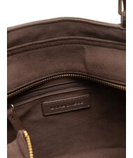 BORBONESE SUEDE LOGO Geantă de cumpărături de umăr cap &icirc;ntunecat - Genți femei - 5