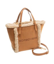 BORBONESE SUEDE LOGO Geantă de m&acirc;nă cu curea de umăr Piele - Genți femei - 3