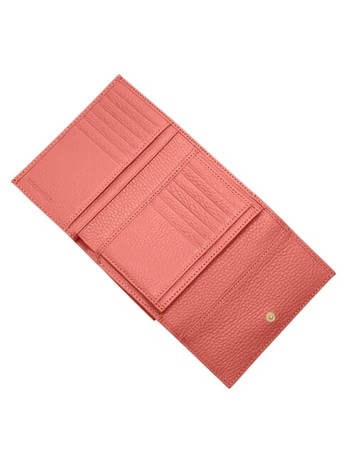 METALLIC SOFT Portofel dublu din piele ciocanita argilă roz - Portofele femei