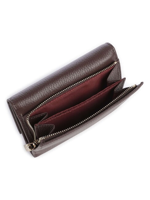 METALLIC SOFT Portofel dublu din piele ciocanita brunetă - Portofele femei
