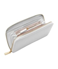 COCCINELLE METALLIC SOFT Portofel din piele texturată cu fermoar zăpadă - Portofele femei - 2