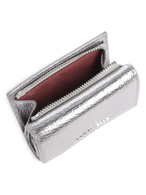 METALLIC SOFT Portofel din piele pietrișată oţel - Portofele femei