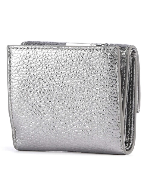METALLIC SOFT Portofel din piele pietrișată oţel - Portofele femei