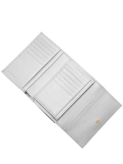 METALLIC SOFT Portofel dublu din piele ciocanita zăpadă - Portofele femei