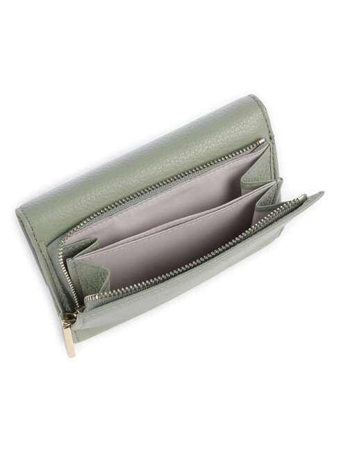 METALLIC SOFT Portofel dublu din piele ciocanita verdeaţă - Portofele femei