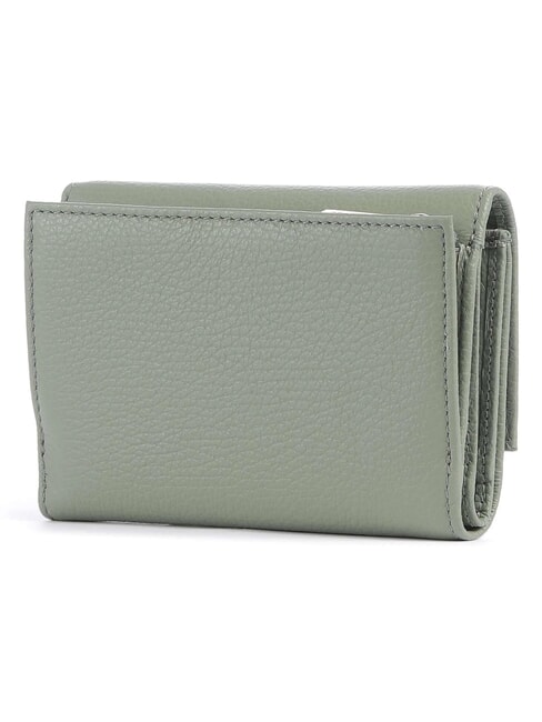 METALLIC SOFT Portofel dublu din piele ciocanita verdeaţă - Portofele femei