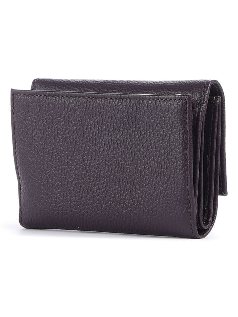 METALLIC SOFT Portofel dublu din piele ciocanita prune - Portofele femei